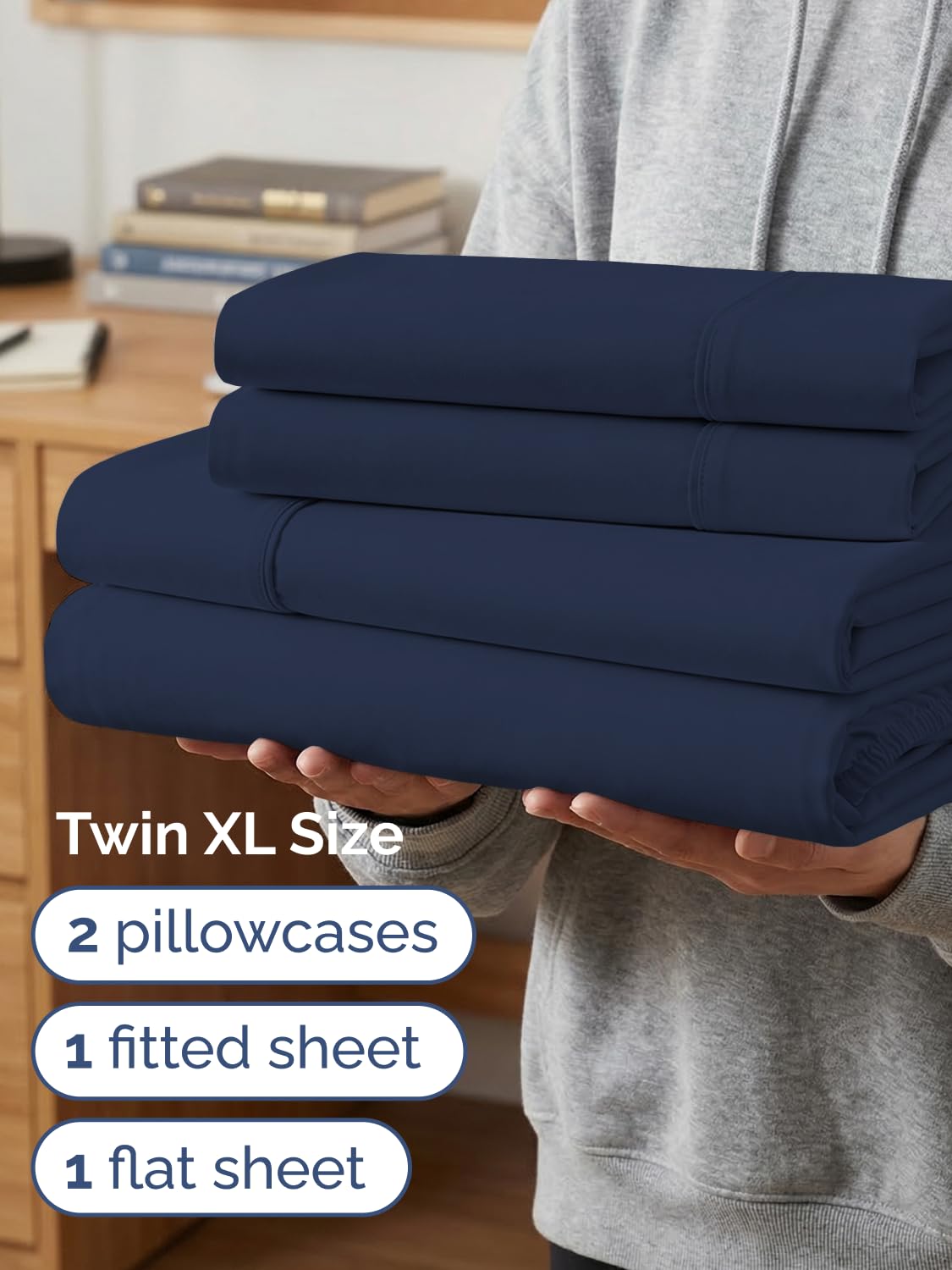 Amazon.com - Extra Deep Twin XL Sheet Set - 4 Piece College Dorm